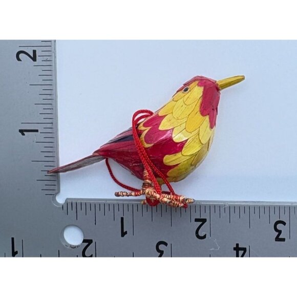 Vintage Wheatstraw Bird Christmas Tree Ornament Tropical Pink Yellow - Picture 4 of 8